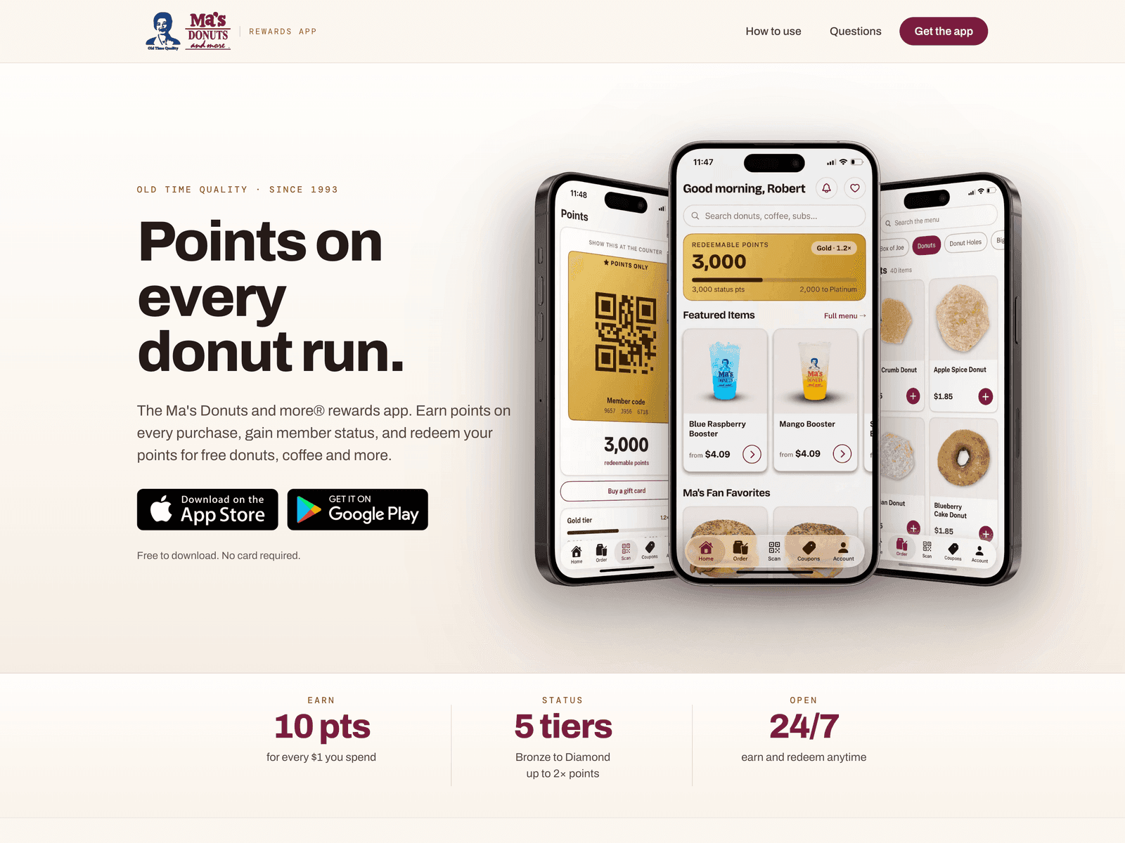 Website for Ma's Donuts & More