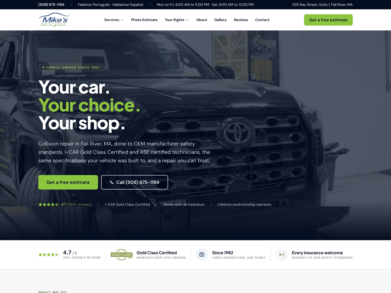 Website for Mike's Auto Body
